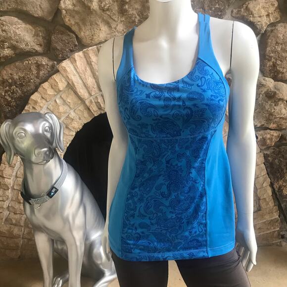 Lululemon Energy Paisley Strappy Back Blue Tank Top Women’s Size 8 - Picture 2 of 5
